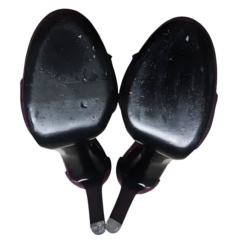 SAINT LAURENT | Hasar Glitter Platform Bow Heels Purple Size 40 / 9.5 - Picture 7 of 8
